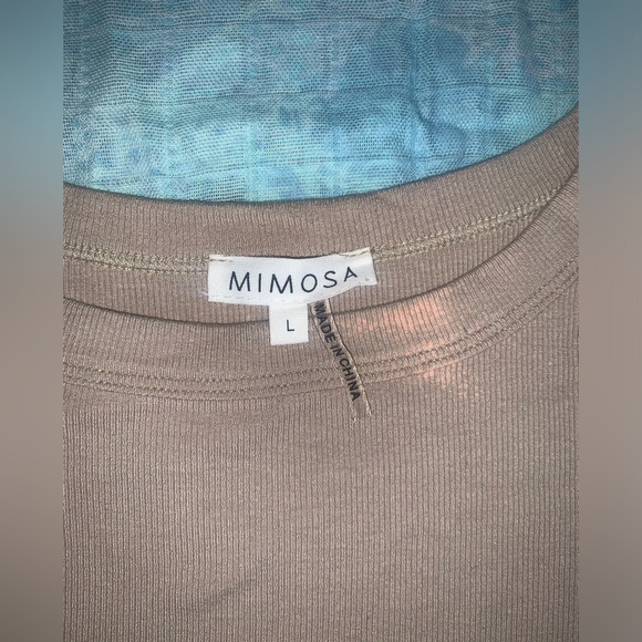 Mimosa Ribbed Long Sleeve Crop Top Beige/Tan - Large - Picture 3 of 10